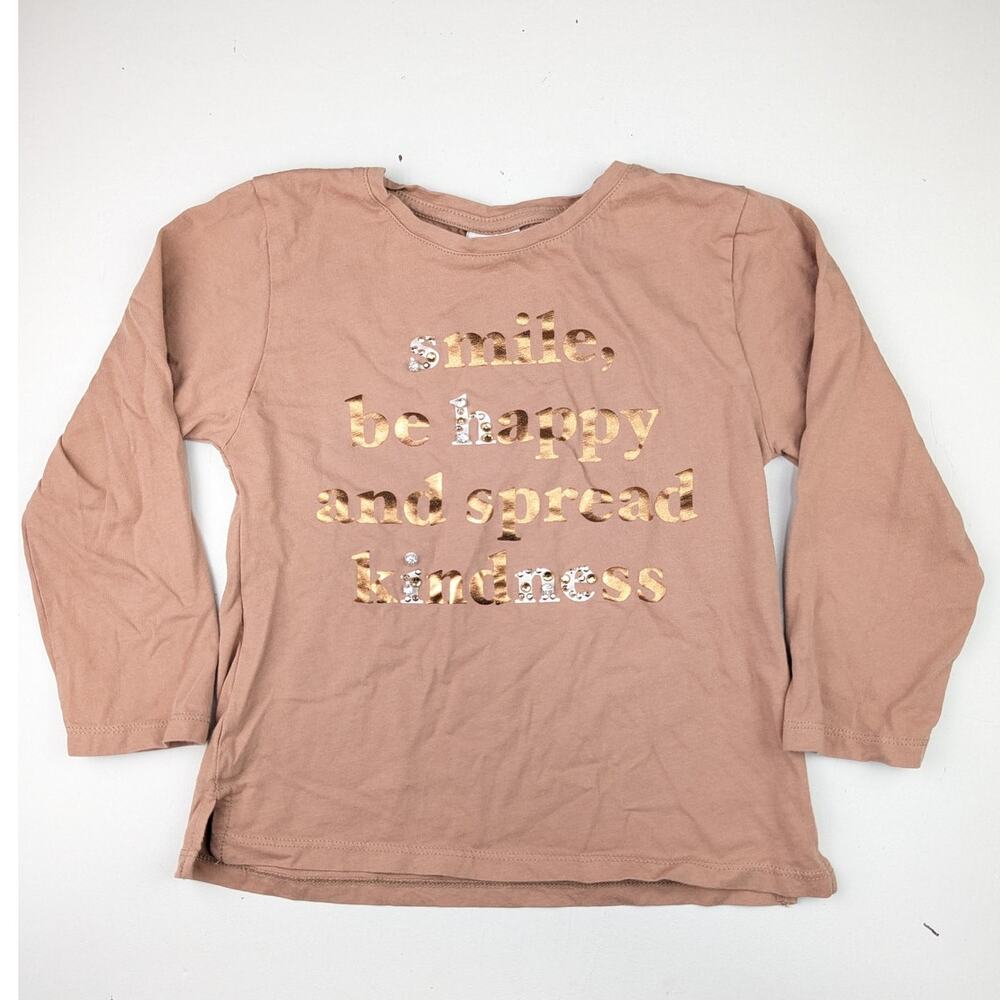 Zara Mauve Jeweled Kindness Long Sleeve Tee Youth 6